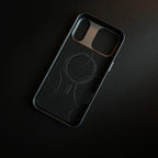 iPhone 17 Series Premium PU Leather Cut Pattern MagSafe Case with Metal Camera Frame