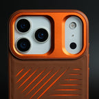 iPhone 17 Series Premium PU Leather Cut Pattern MagSafe Case with Metal Camera Frame