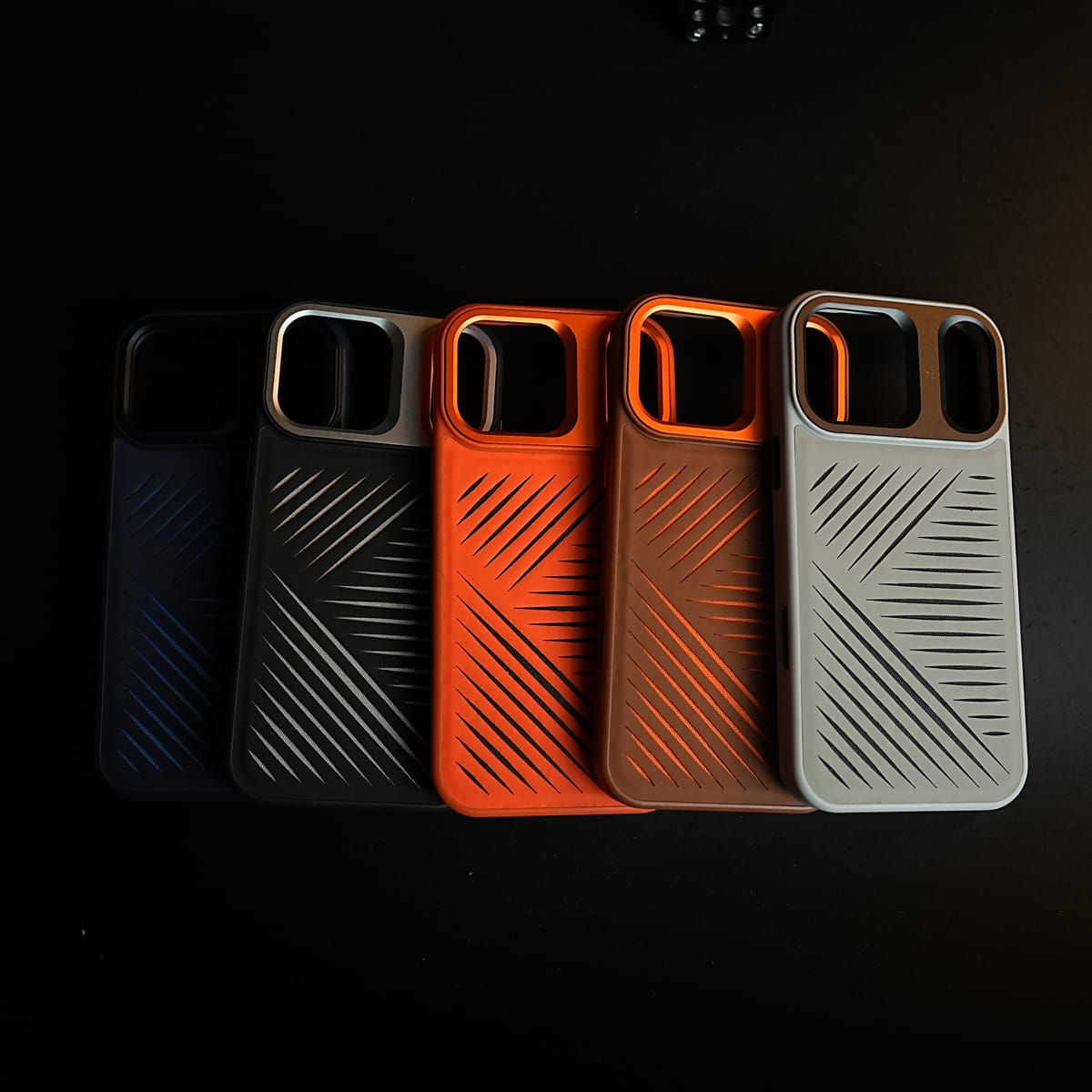 iPhone 17 Series Premium PU Leather Cut Pattern MagSafe Case with Metal Camera Frame