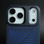 iPhone 17 Series Premium PU Leather Cut Pattern MagSafe Case with Metal Camera Frame