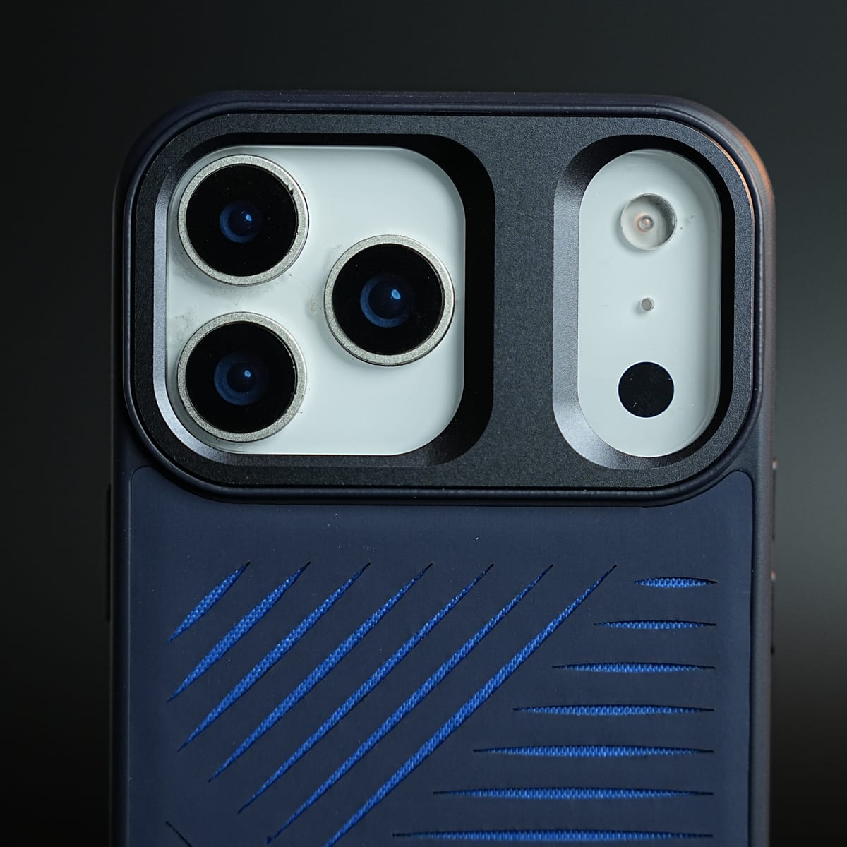 iPhone 17 Series Premium PU Leather Cut Pattern MagSafe Case with Metal Camera Frame