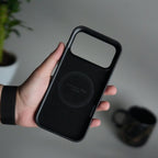 iPhone 17 Series Premium PU Leather Metal MagSafe Ring Case
