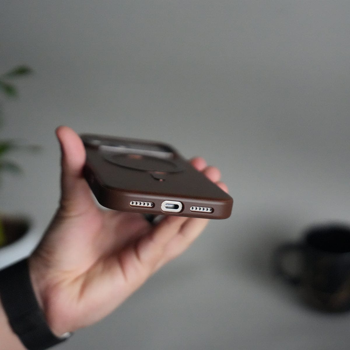 iPhone 17 Series Premium PU Leather Metal MagSafe Ring Case