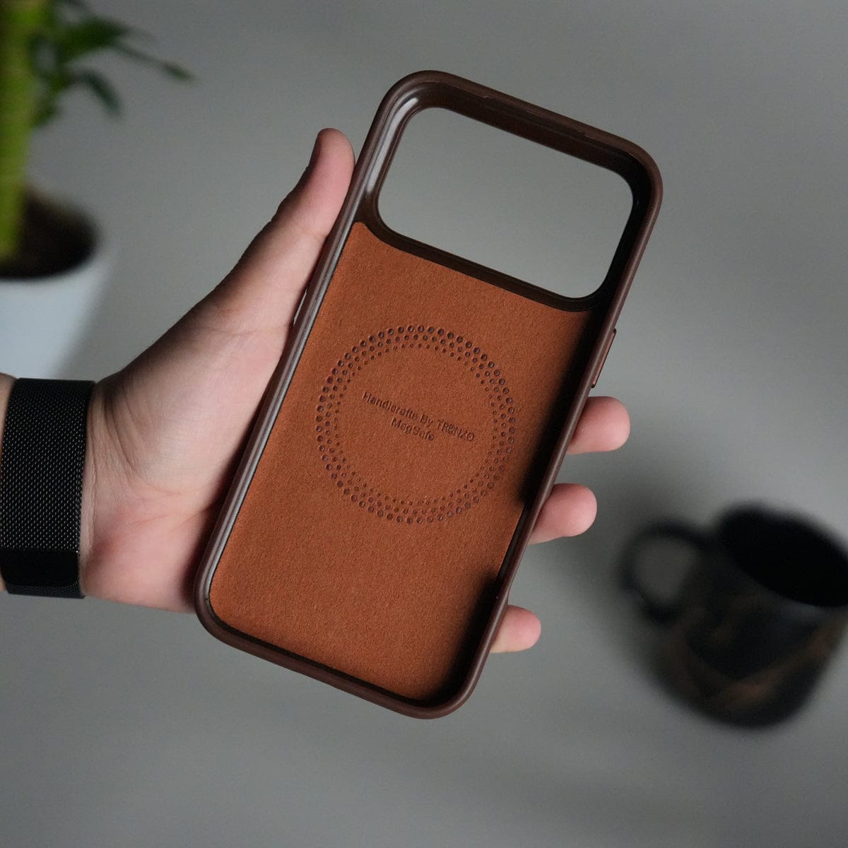 iPhone 17 Series Premium PU Leather Metal MagSafe Ring Case