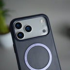 iPhone 17 Series Premium PU Leather Metal MagSafe Ring Case