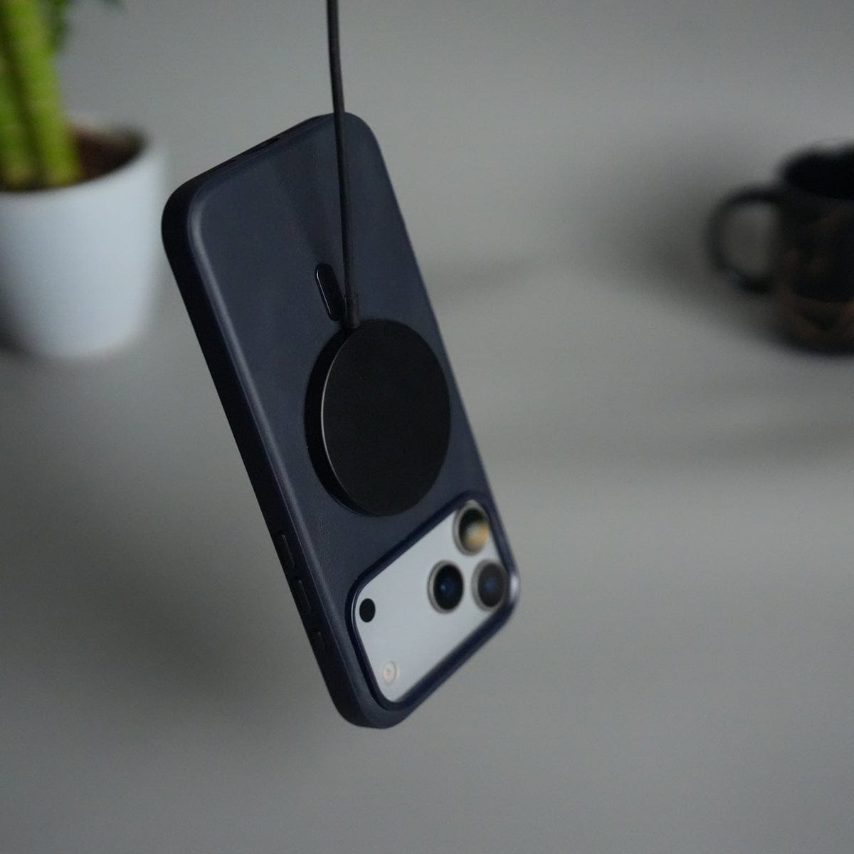iPhone 17 Series Premium PU Leather Metal MagSafe Ring Case