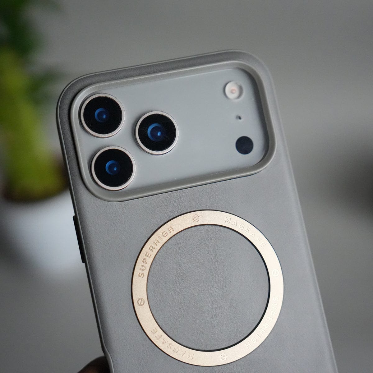 iPhone 17 Series Premium PU Leather Metal MagSafe Ring Case