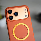 iPhone 17 Series Premium PU Leather Metal MagSafe Ring Case