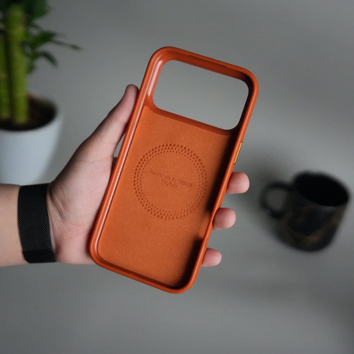 iPhone 17 Series Premium PU Leather Metal MagSafe Ring Case