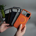 iPhone 17 Series Premium PU Leather Metal MagSafe Ring Case