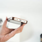 iPhone 17 Series Premium PU Leather Stitch Case | 360° Rotating Metal Ring Stand Cover