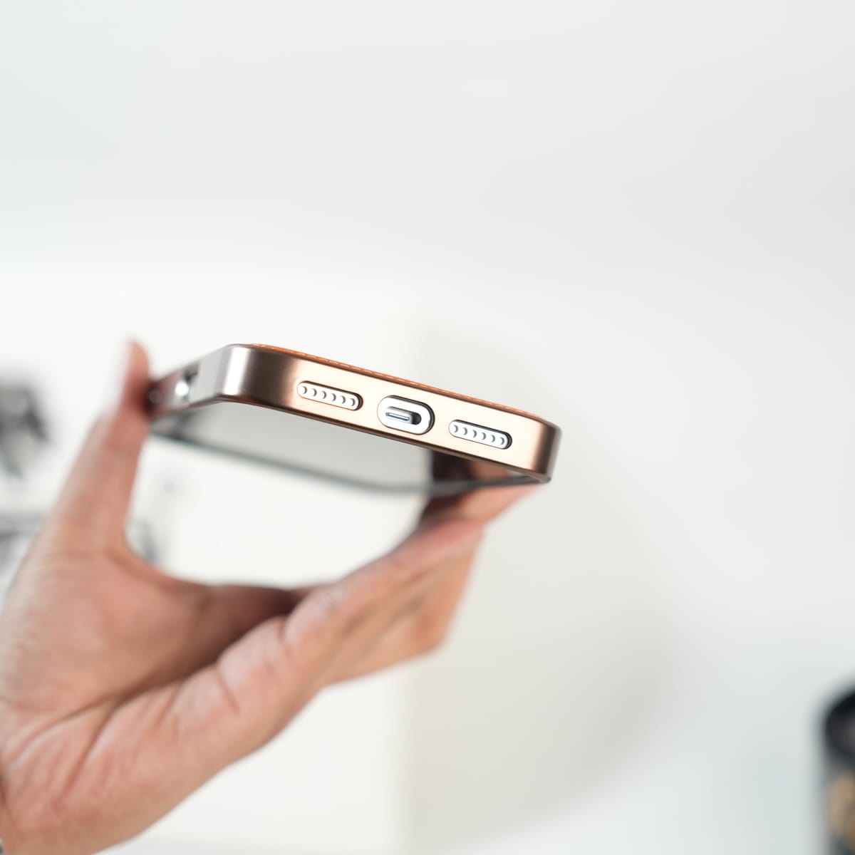 iPhone 17 Series Premium PU Leather Stitch Case | 360° Rotating Metal Ring Stand Cover
