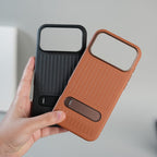 iPhone 17 Series Premium PU Leather Suitcase MagSafe Case with Foldable Stand