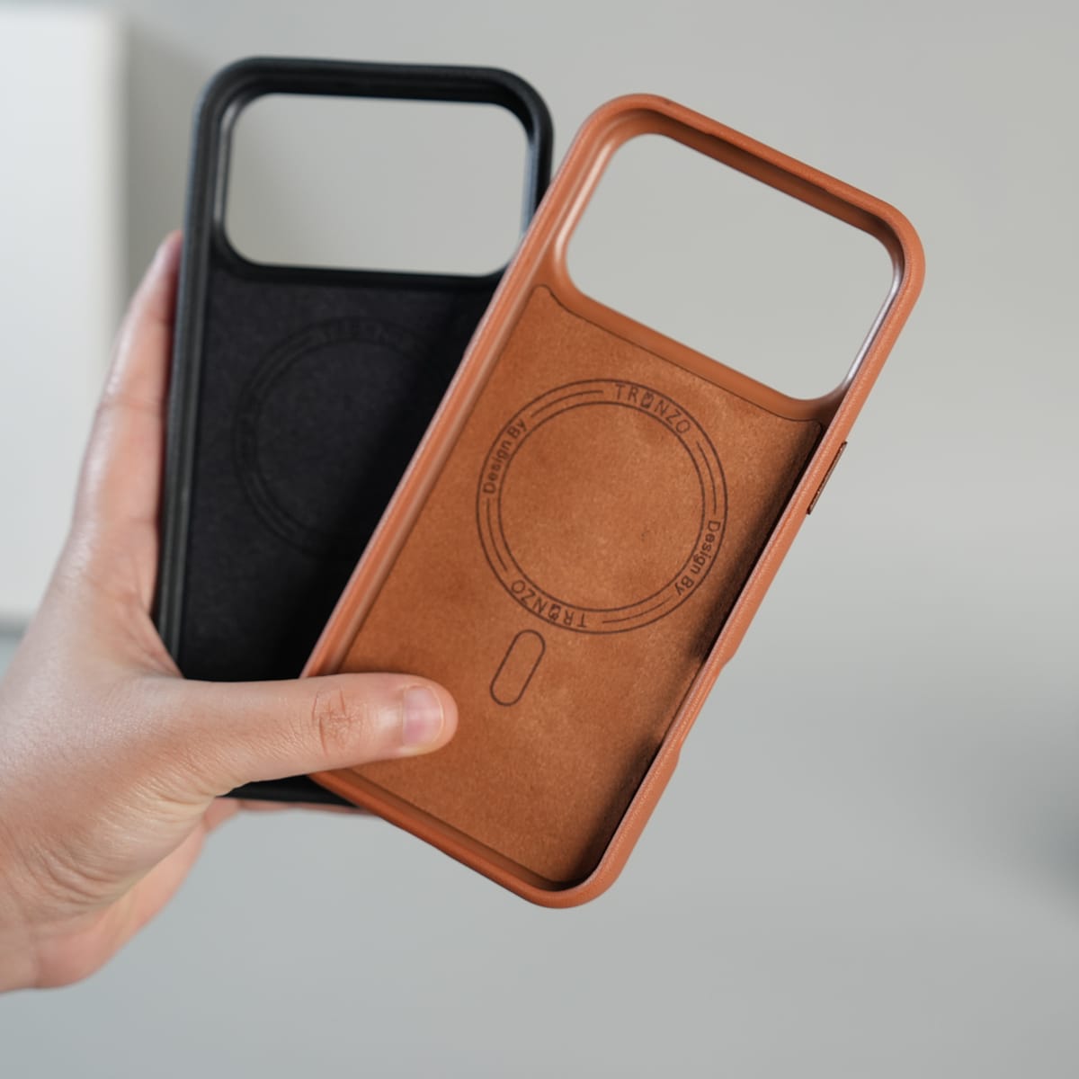 iPhone 17 Series Premium PU Leather Suitcase MagSafe Case with Foldable Stand