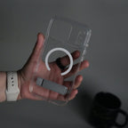iPhone 17 Series Transparent Bottom Metal Stand MagSafe Supported Case Cover