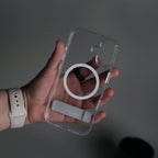 iPhone 17 Series Transparent Bottom Metal Stand MagSafe Supported Case Cover
