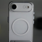 iPhone 17 Series Transparent Bottom Metal Stand MagSafe Supported Case Cover