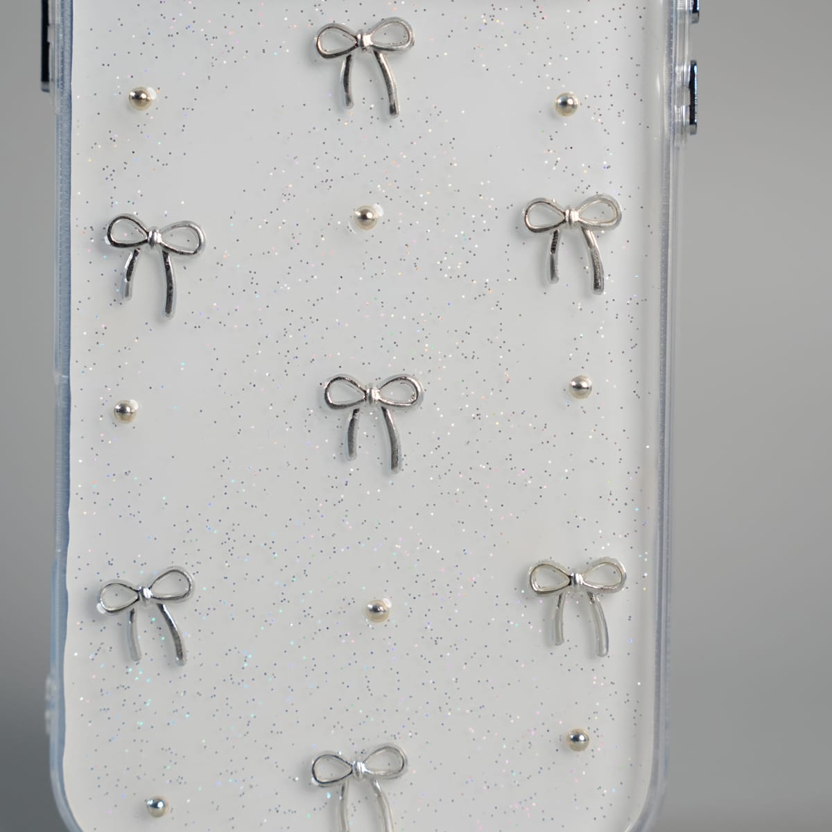 iPhone 17 Series Transparent Glitter Bow Protective Case