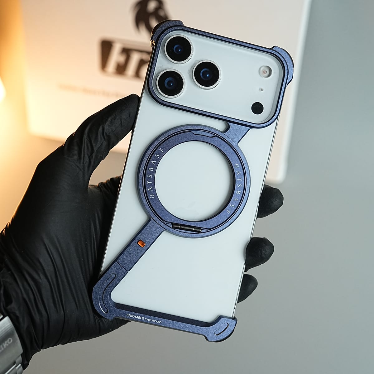 iPhone 17 Series Z Shape Aluminum Metal Rotating Kickstand Frameless Design