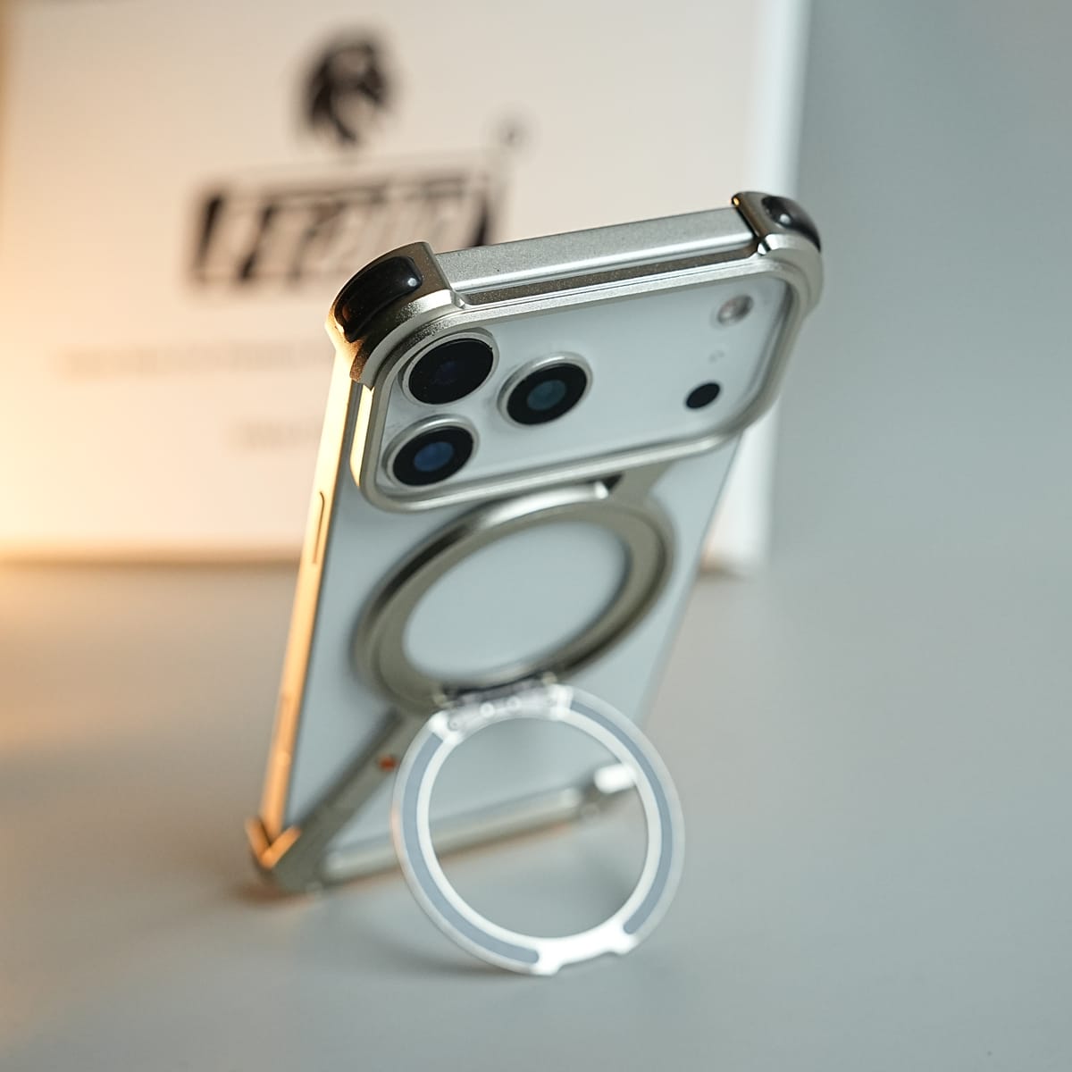 iPhone 17 Series Z Shape Aluminum Metal Rotating Kickstand Frameless Design