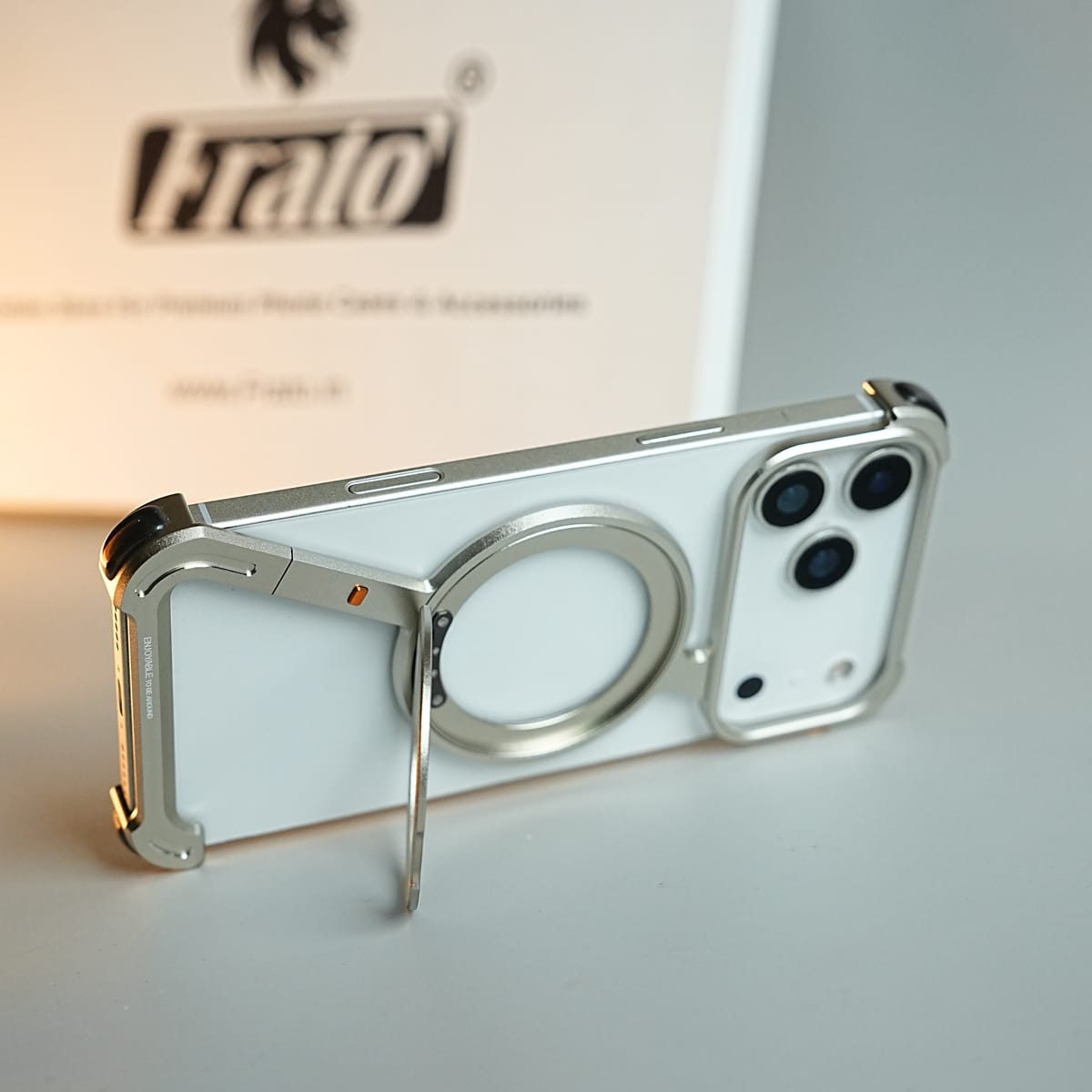 iPhone 17 Series Z Shape Aluminum Metal Rotating Kickstand Frameless Design