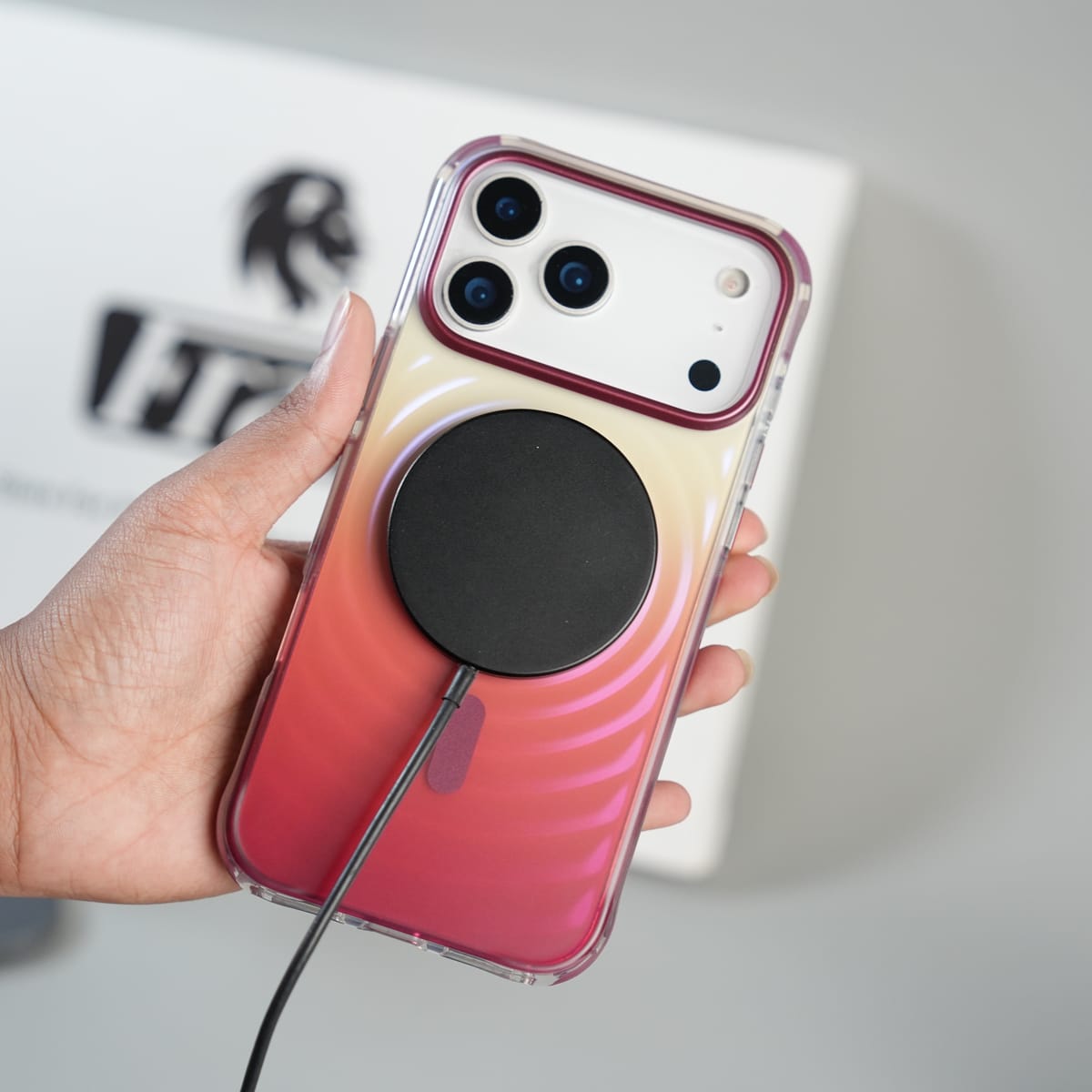 iPhone 17 Series Blush Pink Gradient Wave Pattern MagSafe Compatible Case