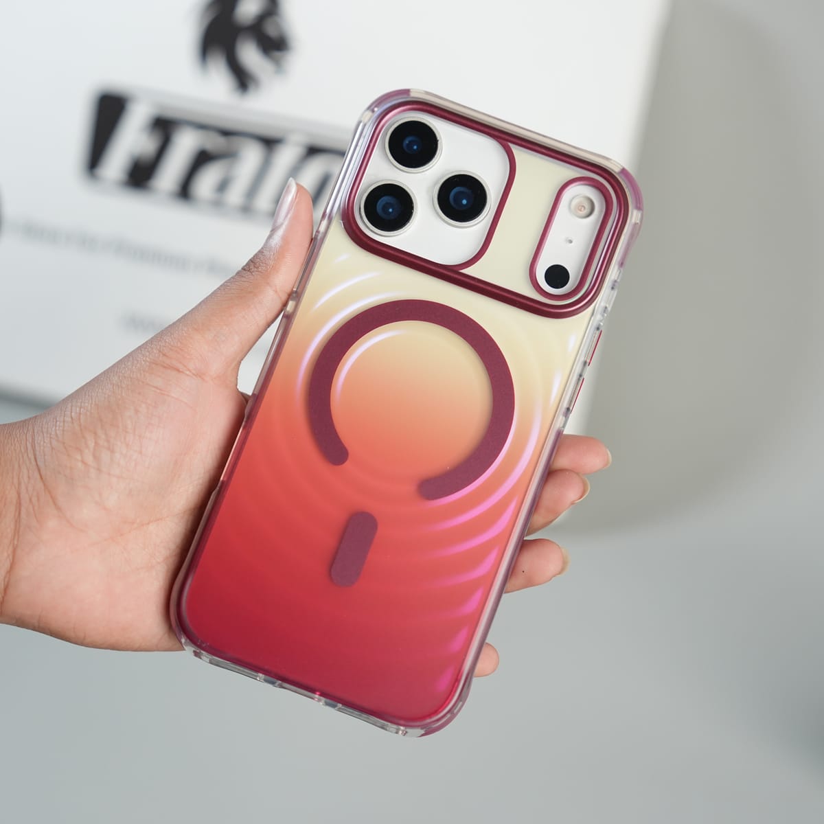 iPhone 17 Series Blush Pink Gradient Wave Pattern MagSafe Compatible Case