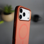 iPhone Series Matte MagSafe Case | Metallic Camera Frame Edition | Orange