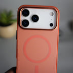 iPhone Series Matte MagSafe Case | Metallic Camera Frame Edition | Orange