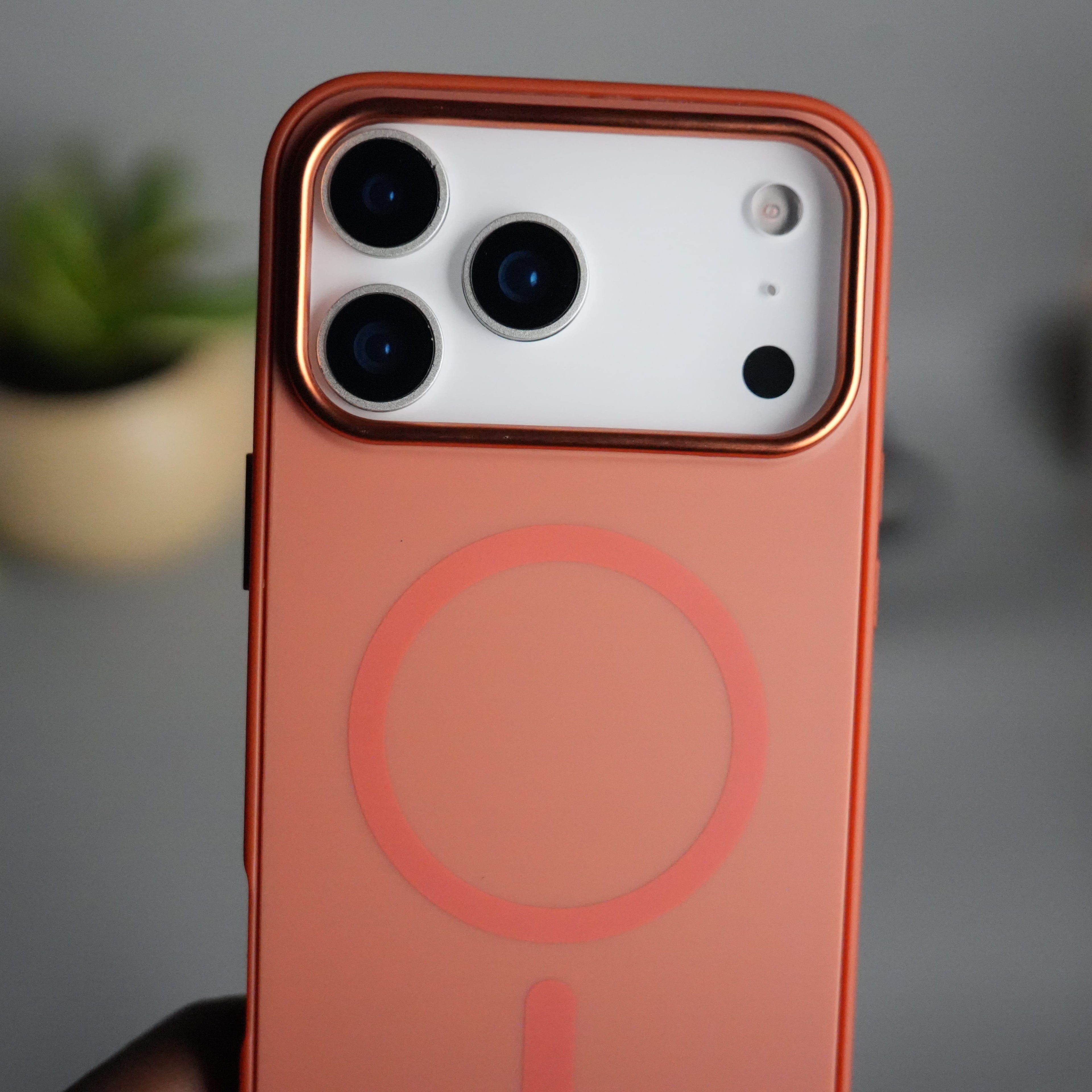 iPhone Series Matte MagSafe Case | Metallic Camera Frame Edition | Orange