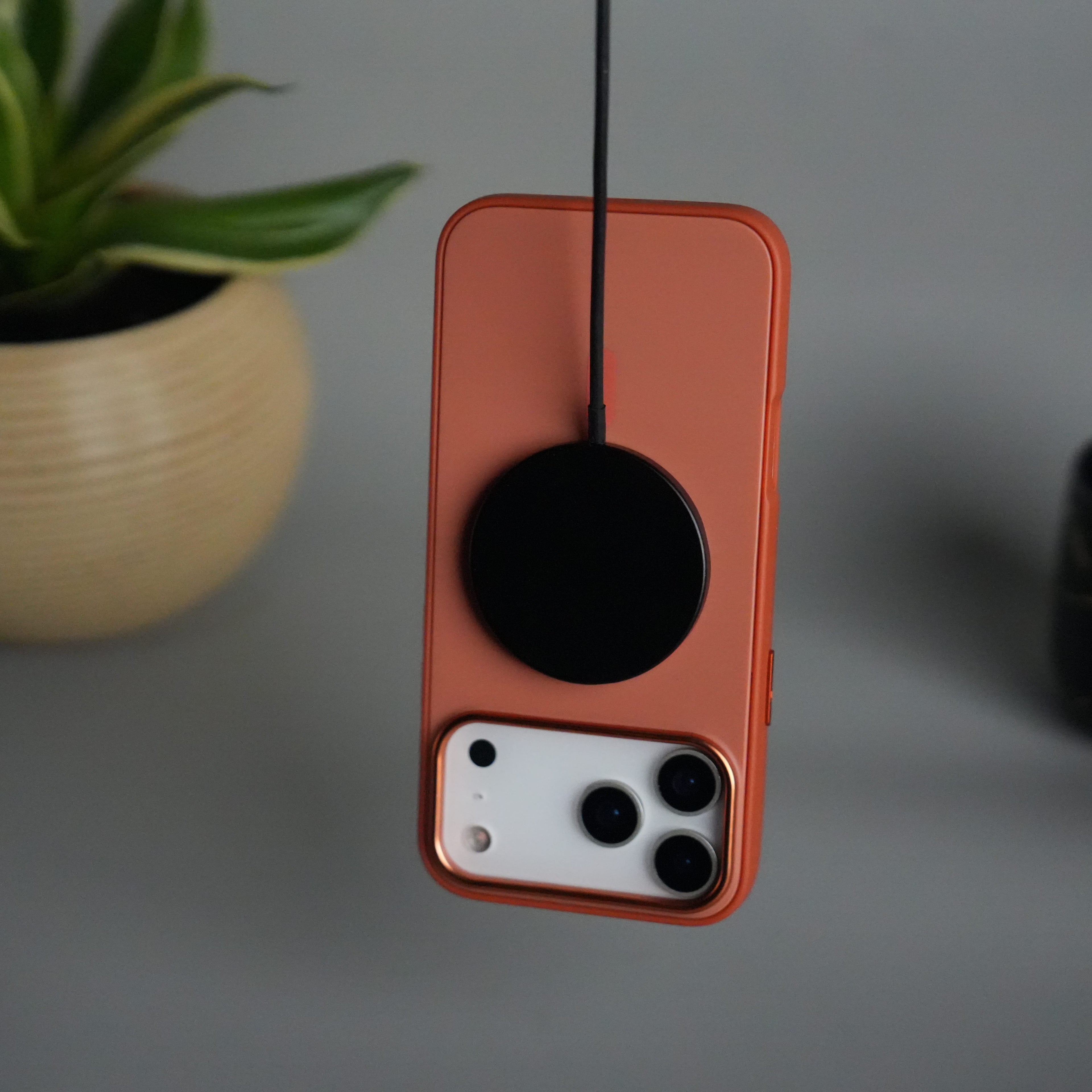 iPhone Series Matte MagSafe Case | Metallic Camera Frame Edition | Orange