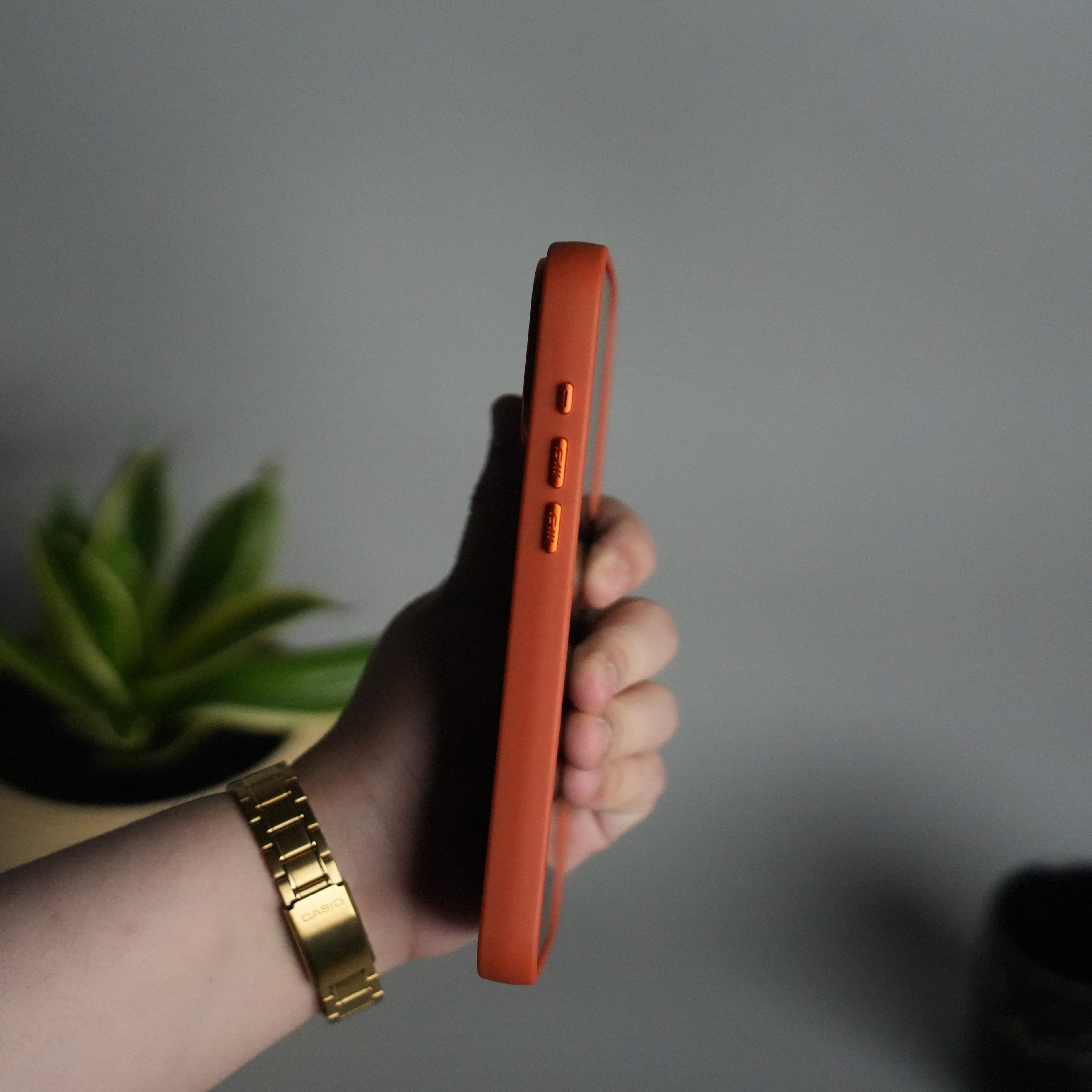iPhone Series Matte MagSafe Case | Metallic Camera Frame Edition | Orange