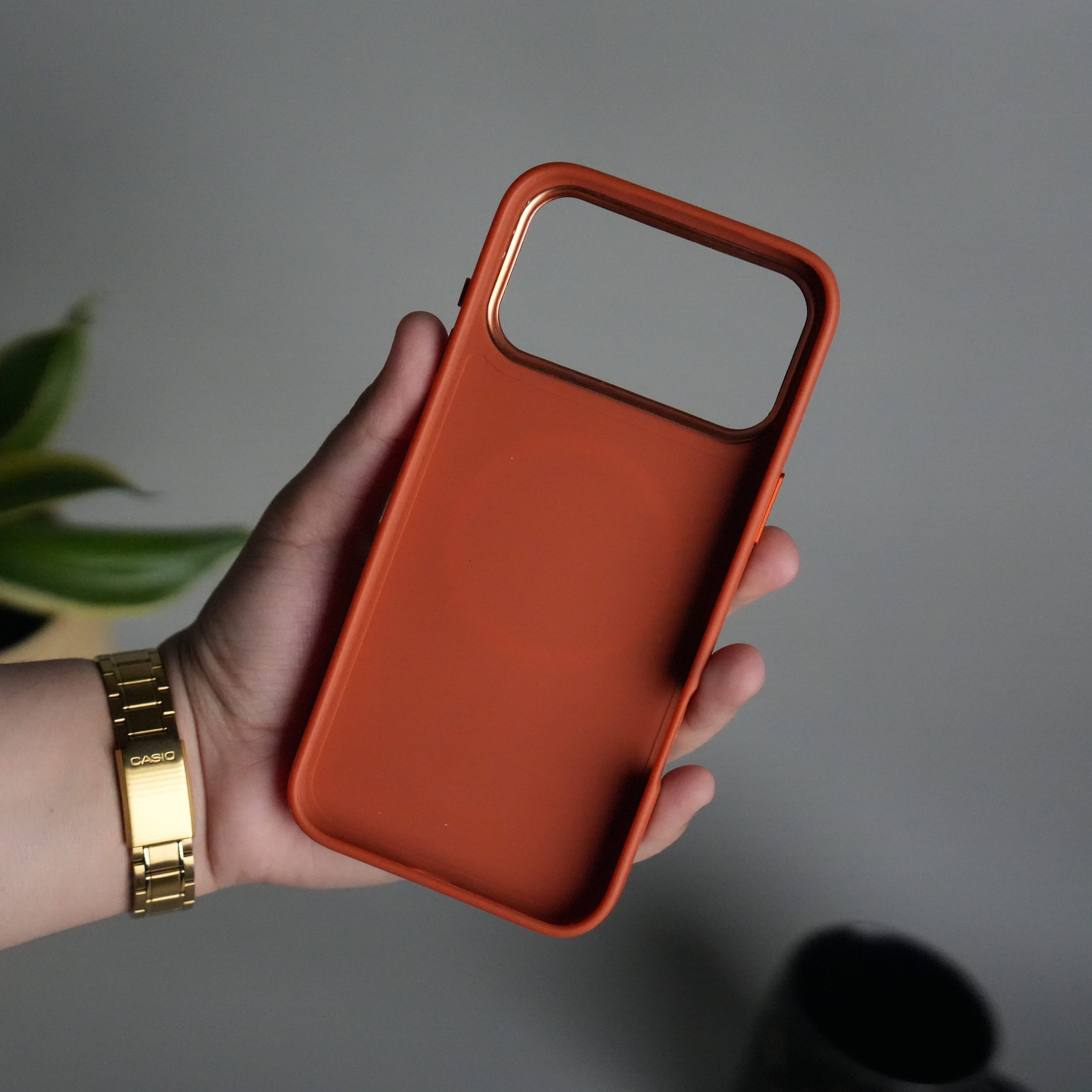 iPhone Series Matte MagSafe Case | Metallic Camera Frame Edition | Orange