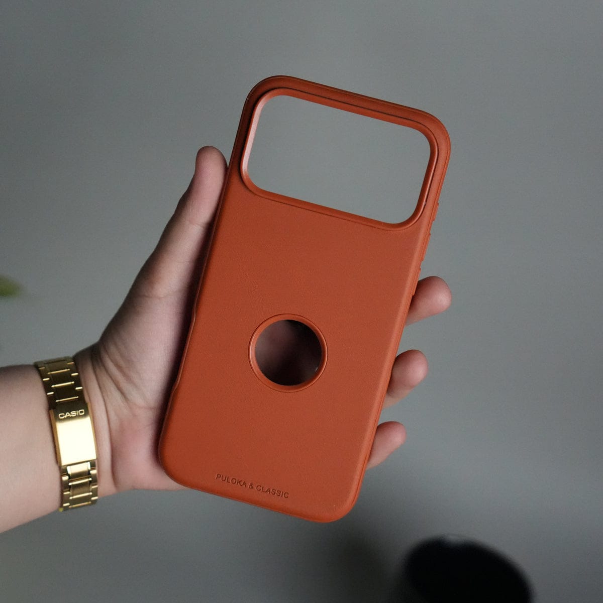 iPhone 17 Pro Max PU Leather Logo Cut Plain Case Premium Finish Cover