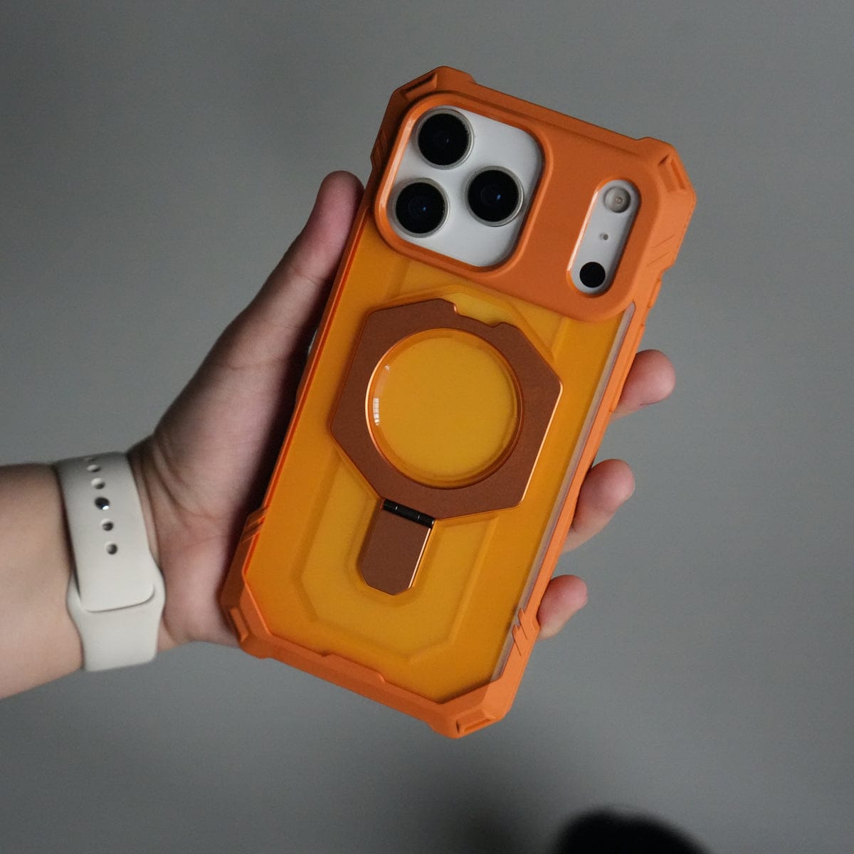iPhone 17 Pro Max – Rugged Armor MagSafe Case with Metal Kickstand