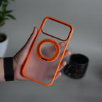 iPhone 17 Pro Max Transparent Magnetic Ring Case | Frosted Shockproof Kickstand Cover