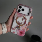 iPhone 17 Pro Max FloraCrystal Clear Floral Design Case with Color Metal Camera Stand Frame