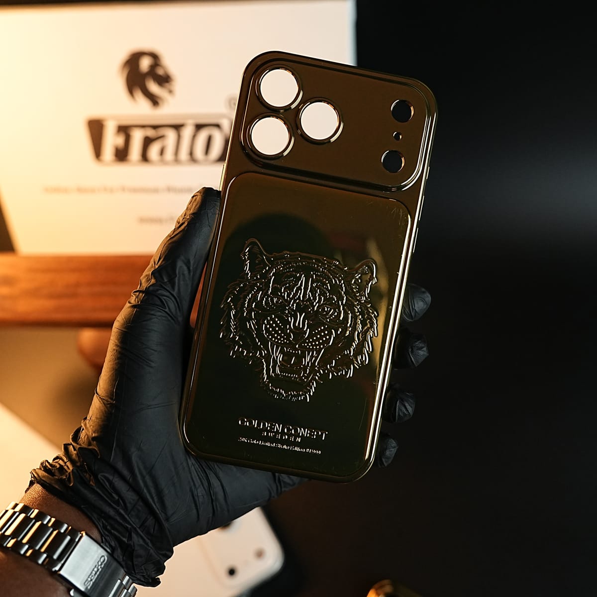 Premium Gold Shine Tiger Face for iPhone 17 Series | Protective Case