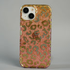 iPhone Series Luxury Gold Leopard Print Glitter Case with Glossy Finish