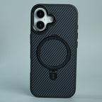 iPhone Series Premium Carbon-Texture Ring Stand Flip Case | Metal Kickstand | Slim & Protective Cover