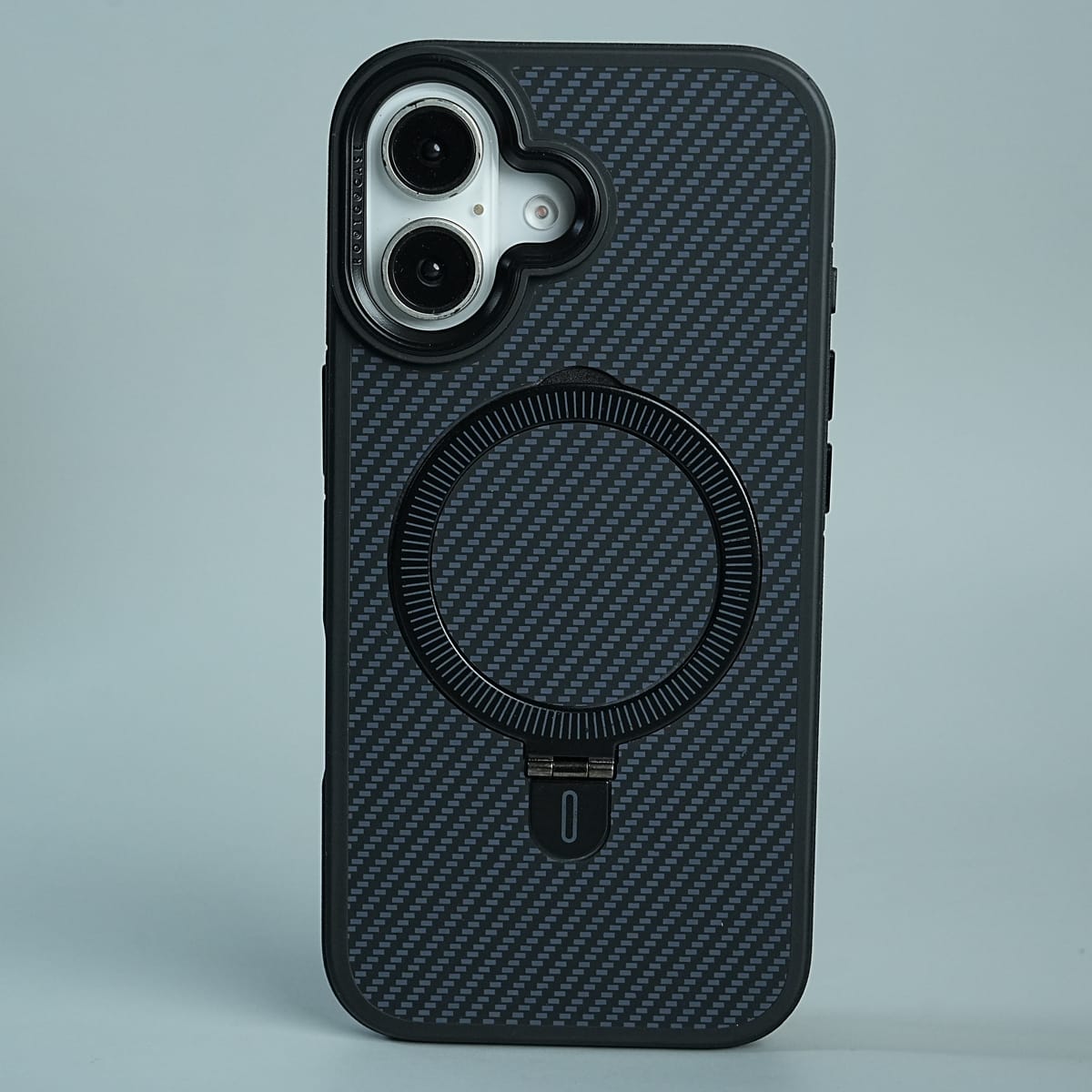 iPhone Series Premium Carbon-Texture Ring Stand Flip Case | Metal Kickstand | Slim & Protective Cover