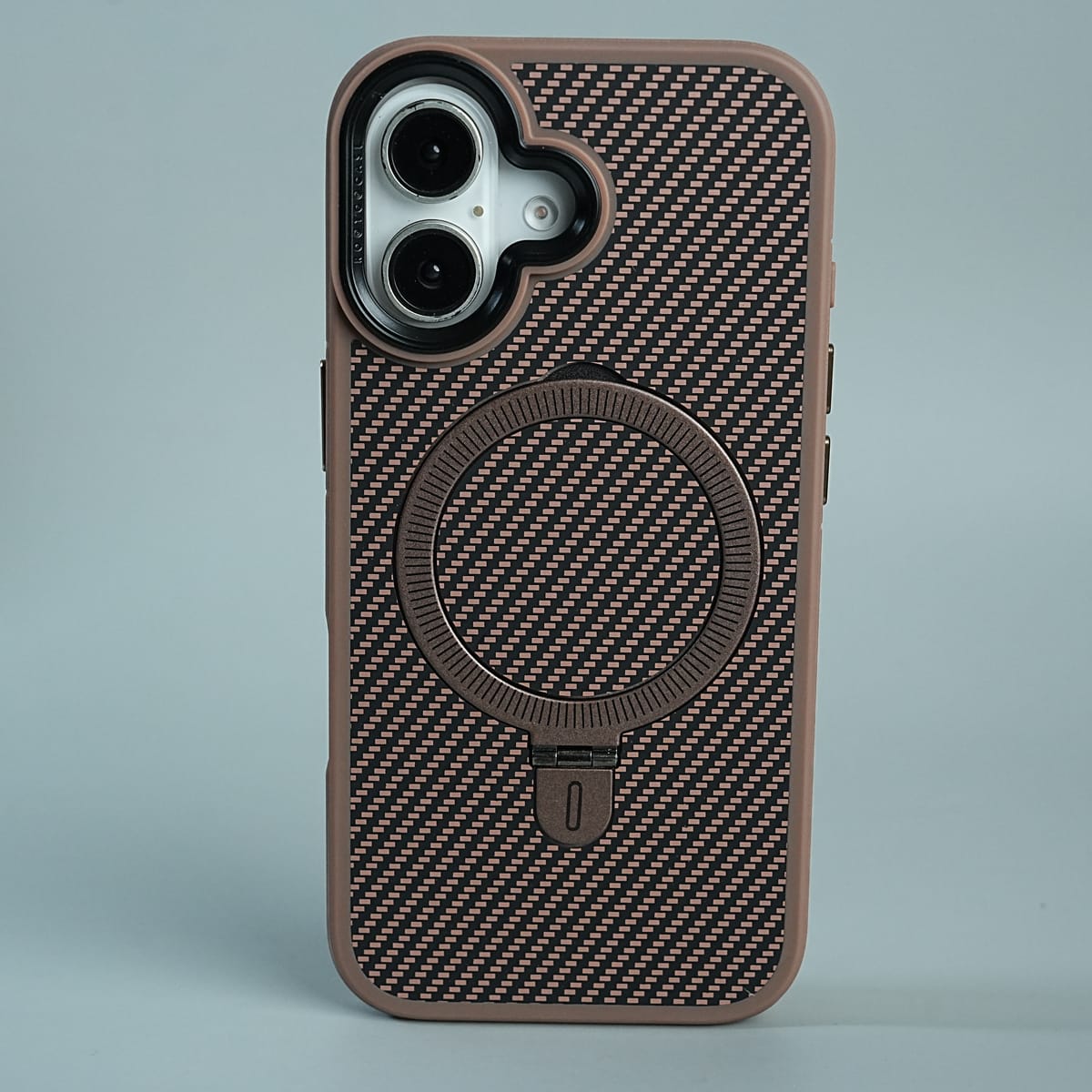 iPhone Series Premium Carbon-Texture Ring Stand Flip Case | Metal Kickstand | Slim & Protective Cover