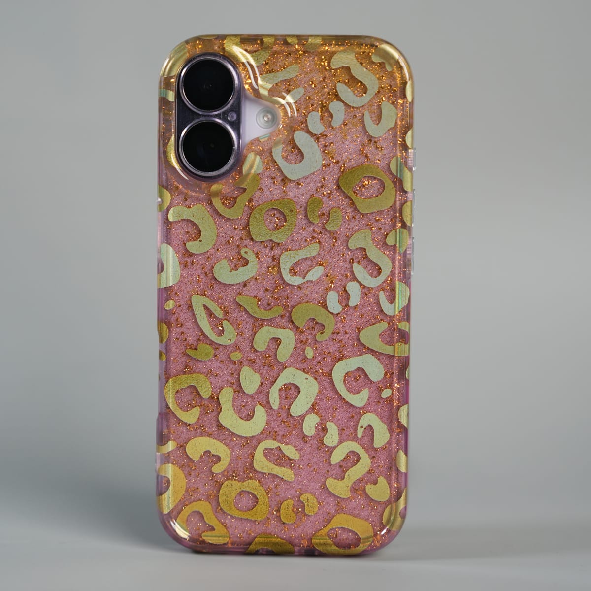 iPhone Series Luxury Gold Leopard Print Glitter Case with Glossy Finish