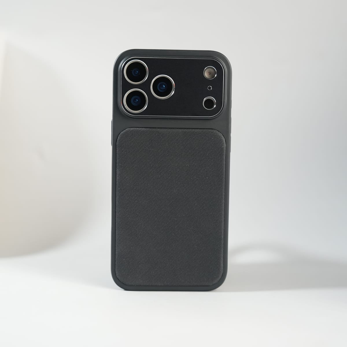 iPhone Series PU Leather Texture Case | Silicone Frame & Metal Camera Guard