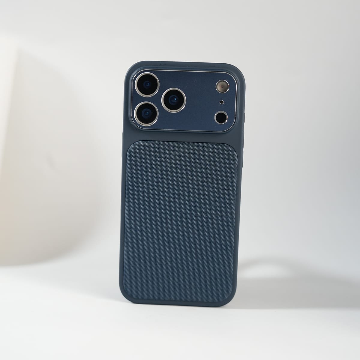 iPhone Series PU Leather Texture Case | Silicone Frame & Metal Camera Guard