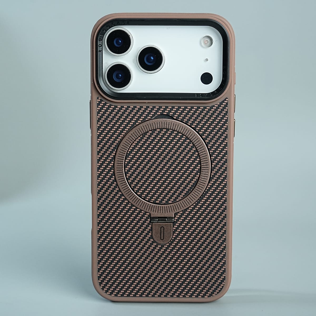 iPhone Series Premium Carbon-Texture Ring Stand Flip Case | Metal Kickstand | Slim & Protective Cover