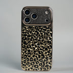 iPhone Series Luxury Leopard Crystal Case with Rhinestone Camera Frame & Glossy Finish