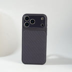 iPhone Series PU Leather Texture Case | Silicone Frame & Metal Camera Guard