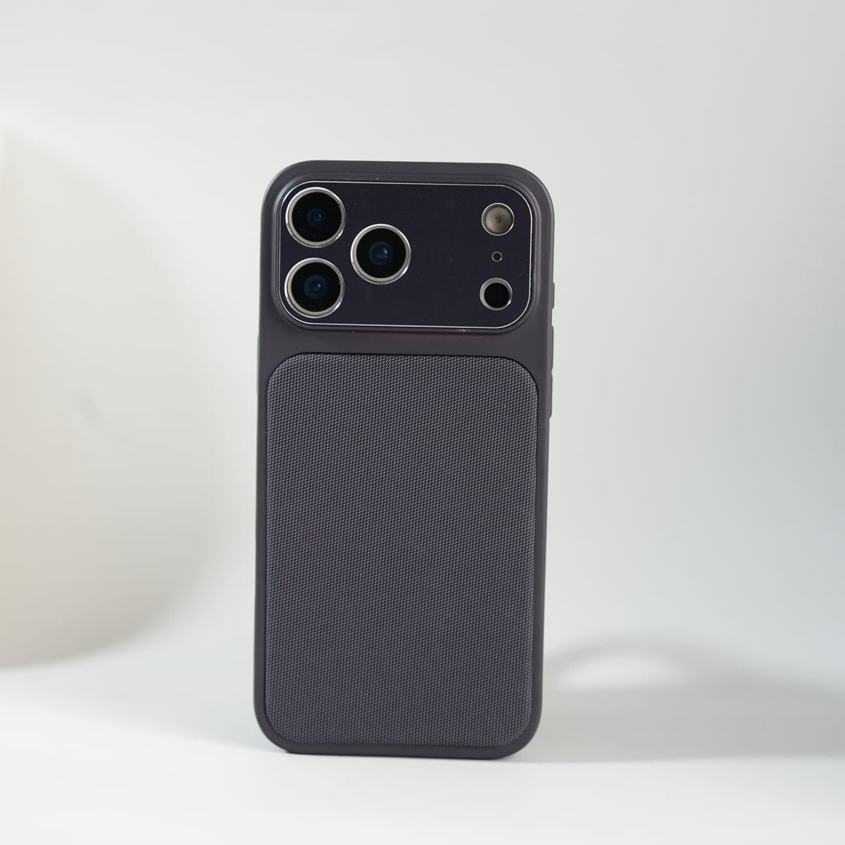 iPhone Series PU Leather Texture Case | Silicone Frame & Metal Camera Guard