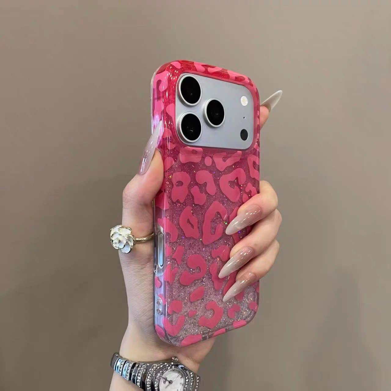 Glitter Leopard Print Case for iPhone | Sparkle TPU Protective Cover